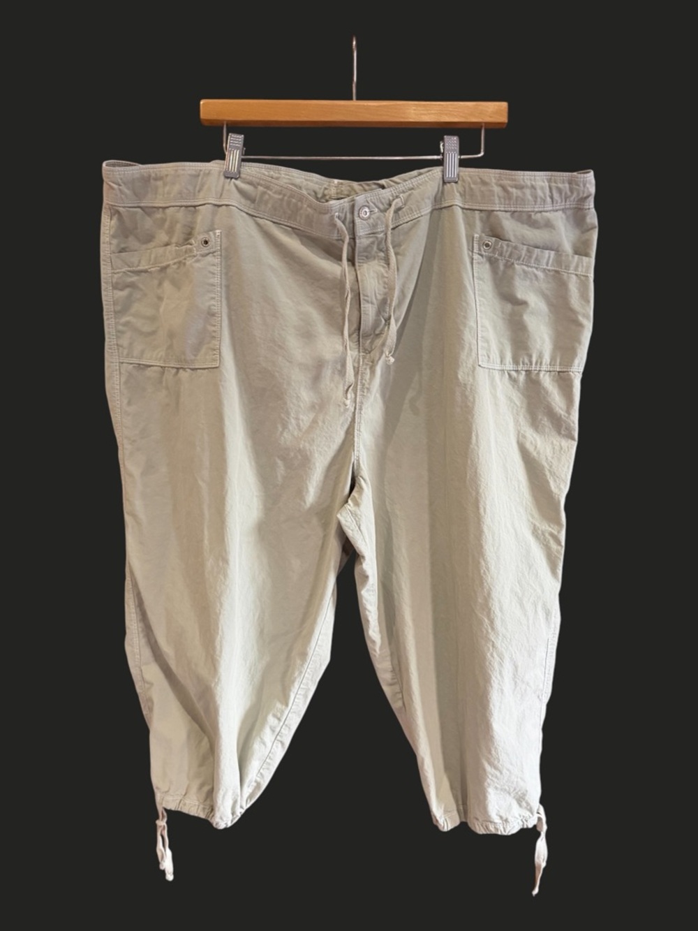FRESH PRODUCE Cotton‎ Beach Drawstring Tie Pants Sage Green 3X